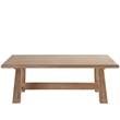 Maklaine Contemporary Accent Wood Rectangular Cocktail Table in Tan