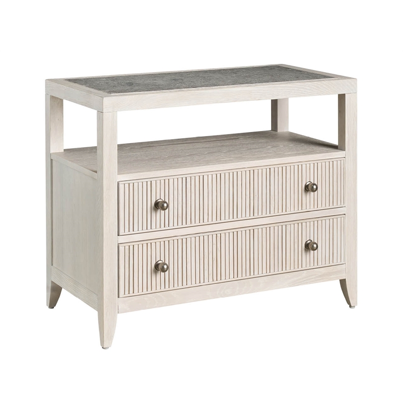 Maklaine Contemporary Accent Two Drawer Nightstand in Gray Finish