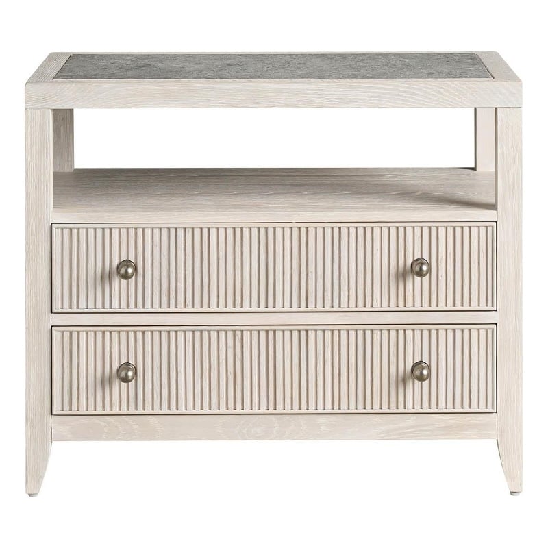 Maklaine Contemporary Accent Two Drawer Nightstand in Gray Finish