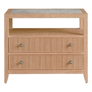 Maklaine Contemporary Accent Two Drawer Nightstand in Tan Finish