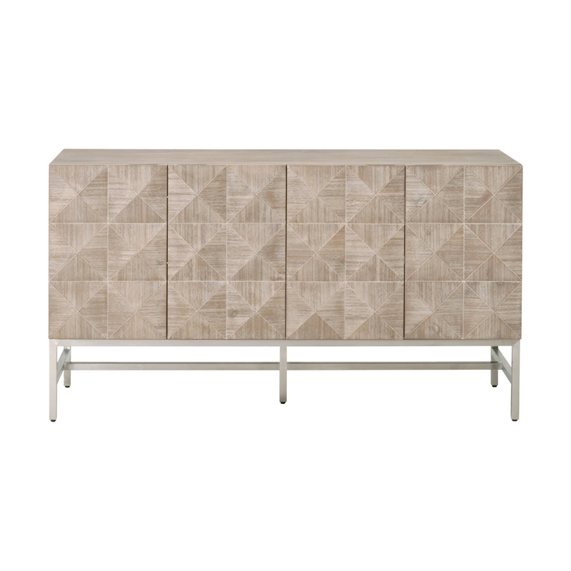 Maklaine Modern Transitional Wood Media Sideboard in Gray Finish