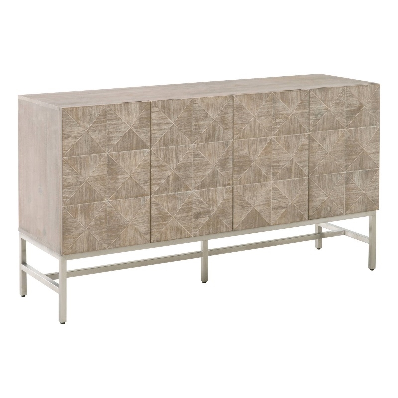Maklaine Modern Transitional Wood Media Sideboard in Gray Finish