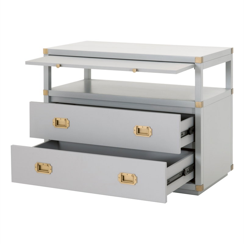 Maklaine Modern Transitional Wood Media Sideboard in Gray Finish