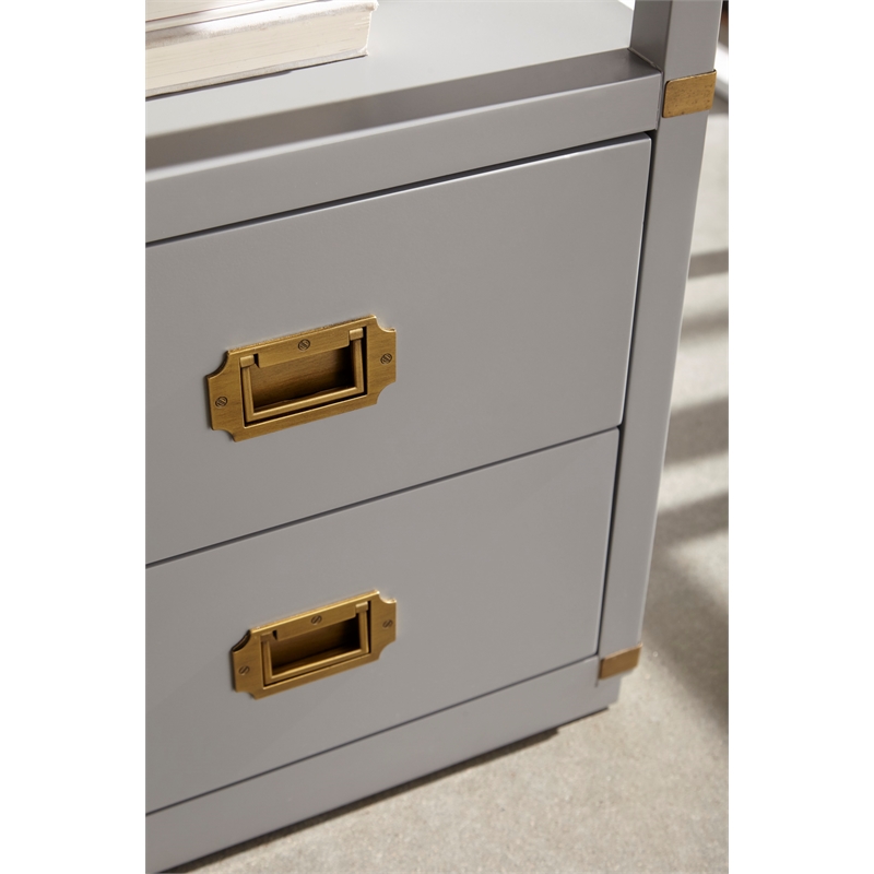 Maklaine Modern Transitional Wood Media Sideboard in Gray Finish