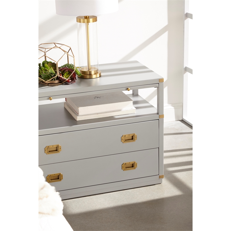 Maklaine Modern Transitional Wood Media Sideboard in Gray Finish