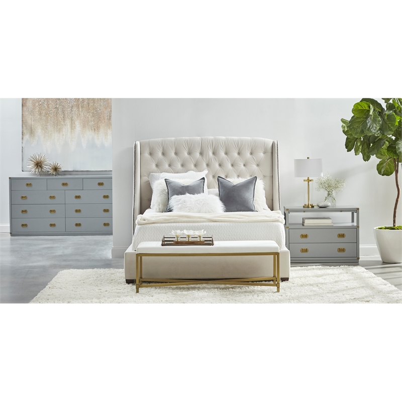 Maklaine Modern Transitional Wood Media Sideboard in Gray Finish