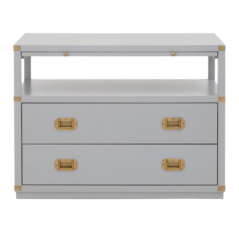 Maklaine Modern Transitional Wood Media Sideboard in Gray Finish