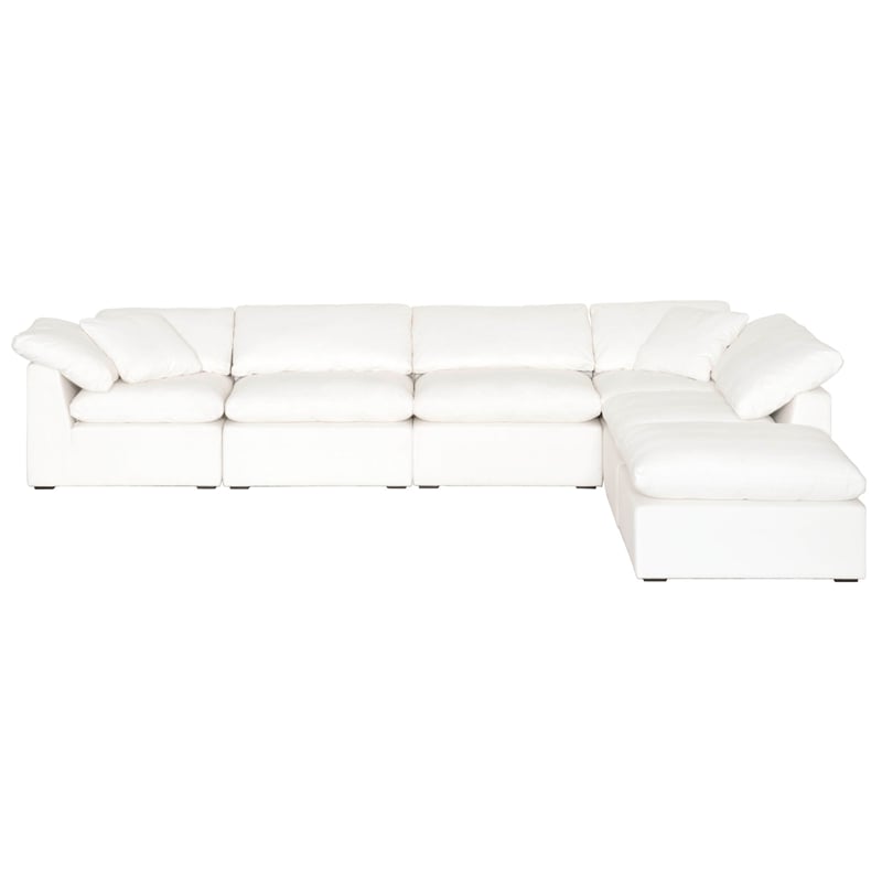 Maklaine Modern Transitional Sky Fabric Modular Ottoman in White
