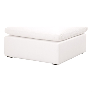 Maklaine Modern Transitional Sky Fabric Modular Ottoman in White