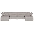 Maklaine Modern Transitional Sky Fabric Modular Ottoman in Gray