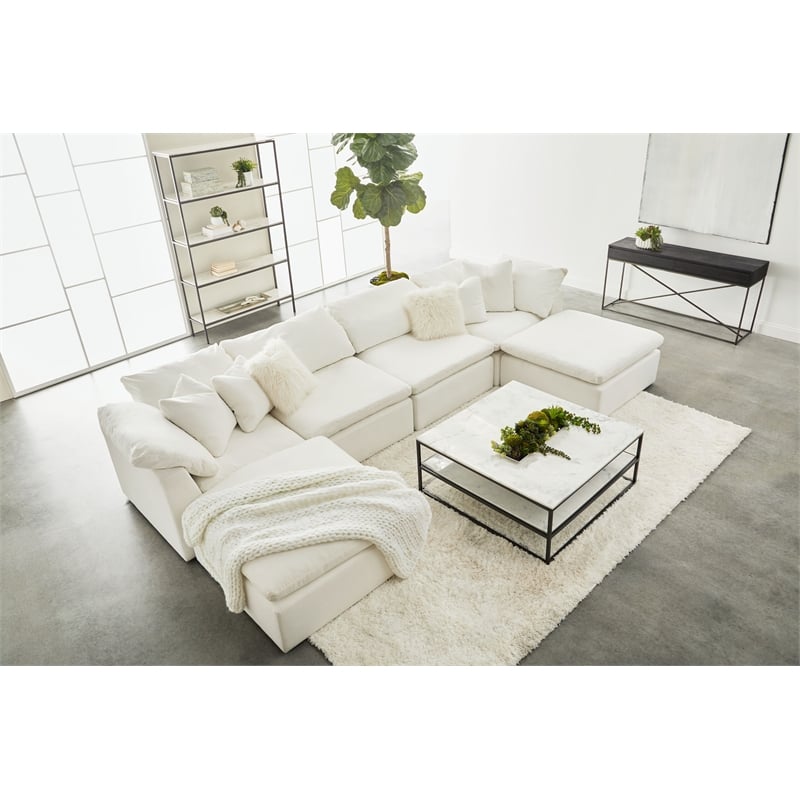 Maklaine Modern / Contemporary Sky Fabric Armless Chair in White