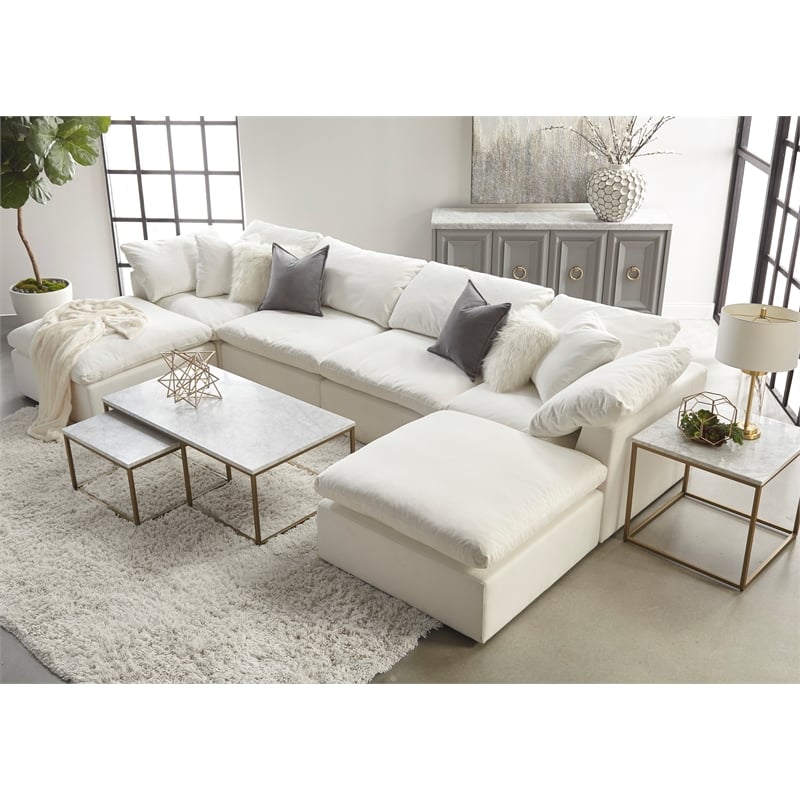 Maklaine Modern / Contemporary Sky Fabric Armless Chair in White