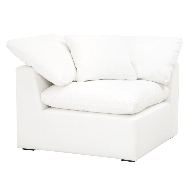 Maklaine Modern Transitional Sky Fabric Corner Chair in White