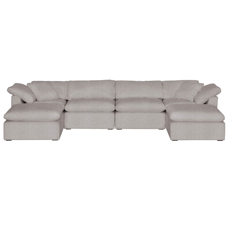 Maklaine Modern Transitional Sky Fabric Corner Chair in Gray