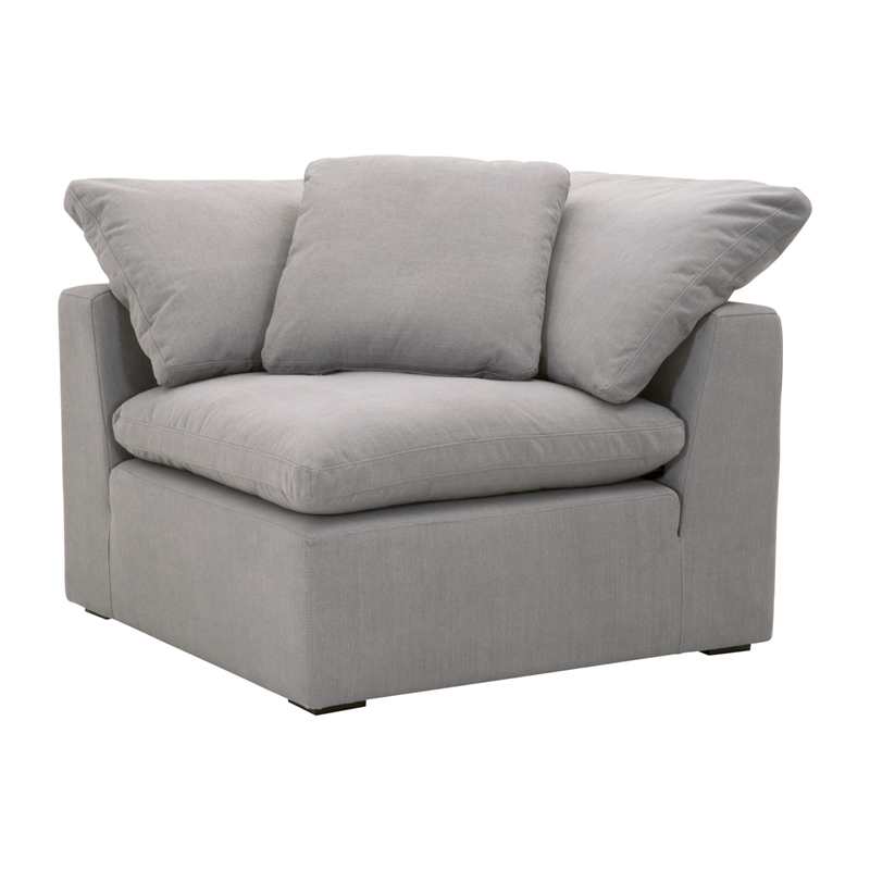 Maklaine Modern Transitional Sky Fabric Corner Chair in Gray