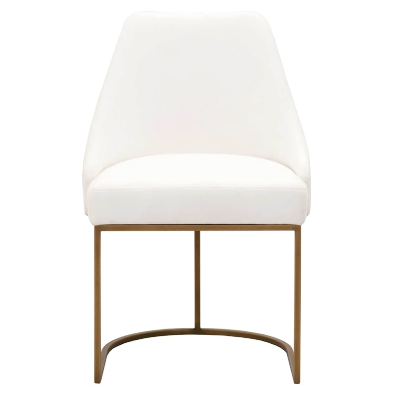 Maklaine Transitional Fabric Dining Chair in White (Set of 2)