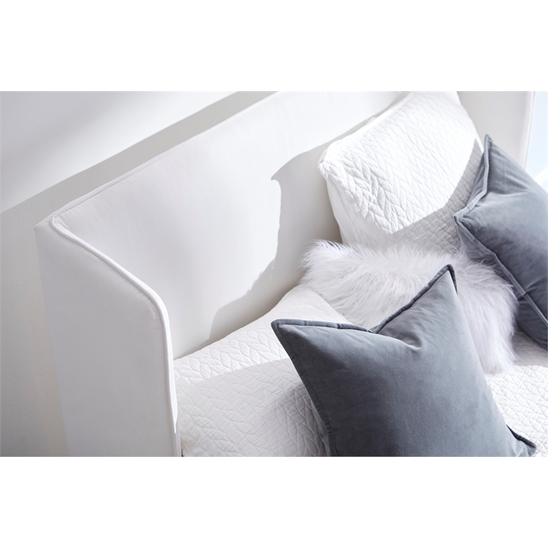 Maklaine Contemporary Transitional Wood Queen Bed in White Finish