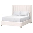 Maklaine Contemporary Transitional Velvet Cal King Bed in Cream