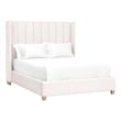 Maklaine Contemporary Transitional Velvet Cal King Bed in Cream