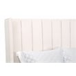 Maklaine Contemporary Transitional Velvet Cal King Bed in Cream