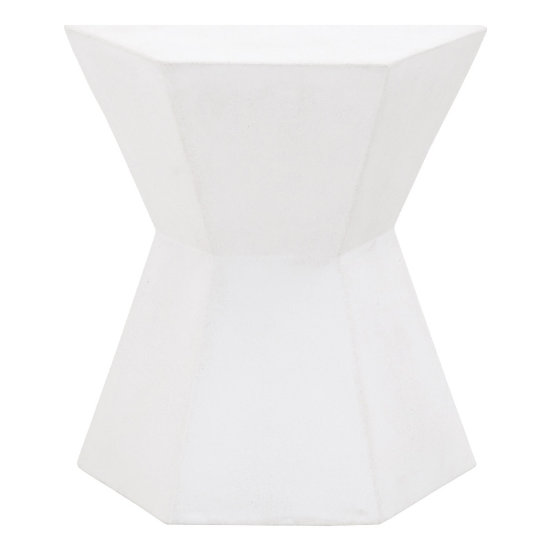 Maklaine Modern / Contemporary Stone Accent Table in Ivory Finish