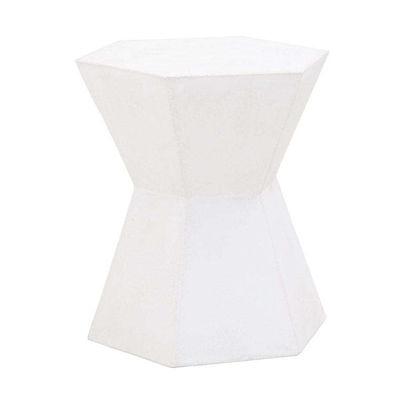 Maklaine Modern / Contemporary Stone Accent Table in Ivory Finish