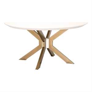 Maklaine Contemporary Industry 60&quot Metal Dining Table in Ivory