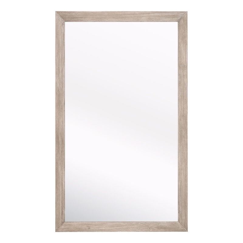 Maklaine Modern Transitional Bevel Wood Mirror in Natural Gray