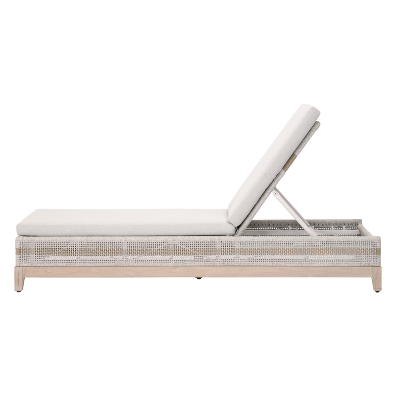 Maklaine Transitional Tapestry Fabric Outdoor Chaise Lounge in Gray