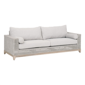 Maklaine Modern Transitional 90&quot Fabric Outdoor Sofa in Gray