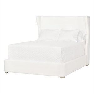 Maklaine Modern Transitional Fabric Queen Bed in White Finish