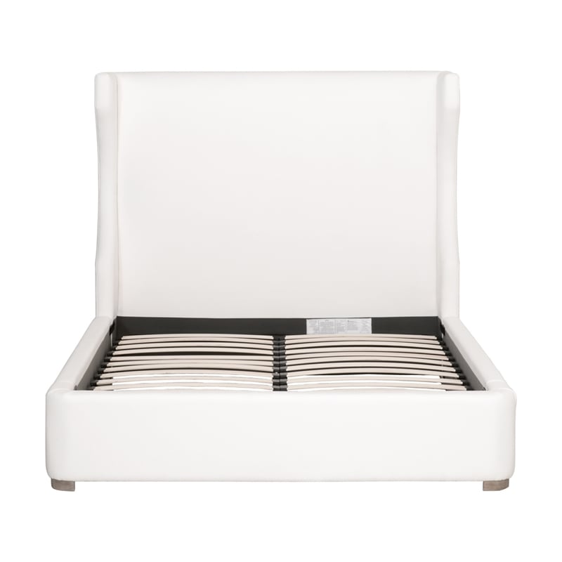 Maklaine Modern Transitional Fabric Queen Bed in White Finish