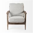 Maklaine Transitional Frost Gray Fabric Wrapped Honey Wooden Frame Accent Chair