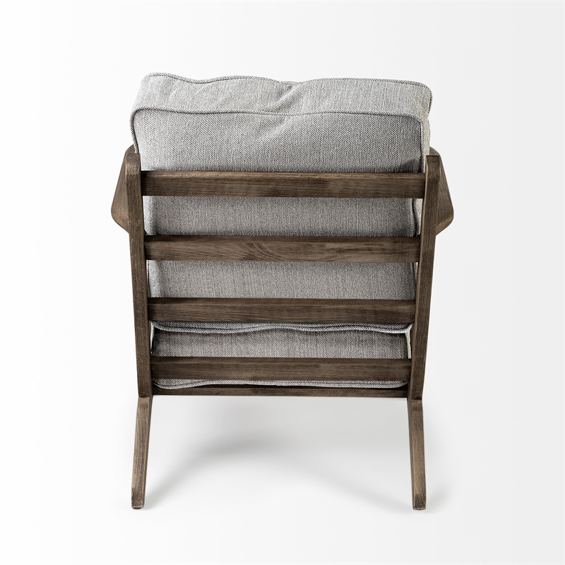 Maklaine Transitional Frost Gray Fabric Wrapped Honey Wooden Frame Accent Chair