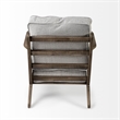 Maklaine Transitional Frost Gray Fabric Wrapped Honey Wooden Frame Accent Chair