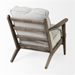 Maklaine Transitional Frost Gray Fabric Wrapped Honey Wooden Frame Accent Chair