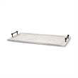 Maklaine Farmhouse Whitewashed Wooden Herringbone Rectangular Tray