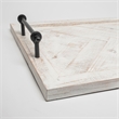 Maklaine Farmhouse Whitewashed Wooden Herringbone Rectangular Tray