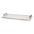 Maklaine Farmhouse Whitewashed Wooden Herringbone Rectangular Tray