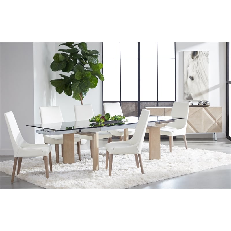 Maklaine Modern / Contemporary Wood Extension Dining Table in Gray