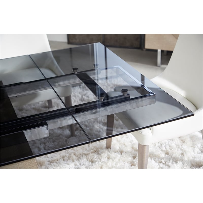 Maklaine Modern / Contemporary Wood Extension Dining Table in Gray