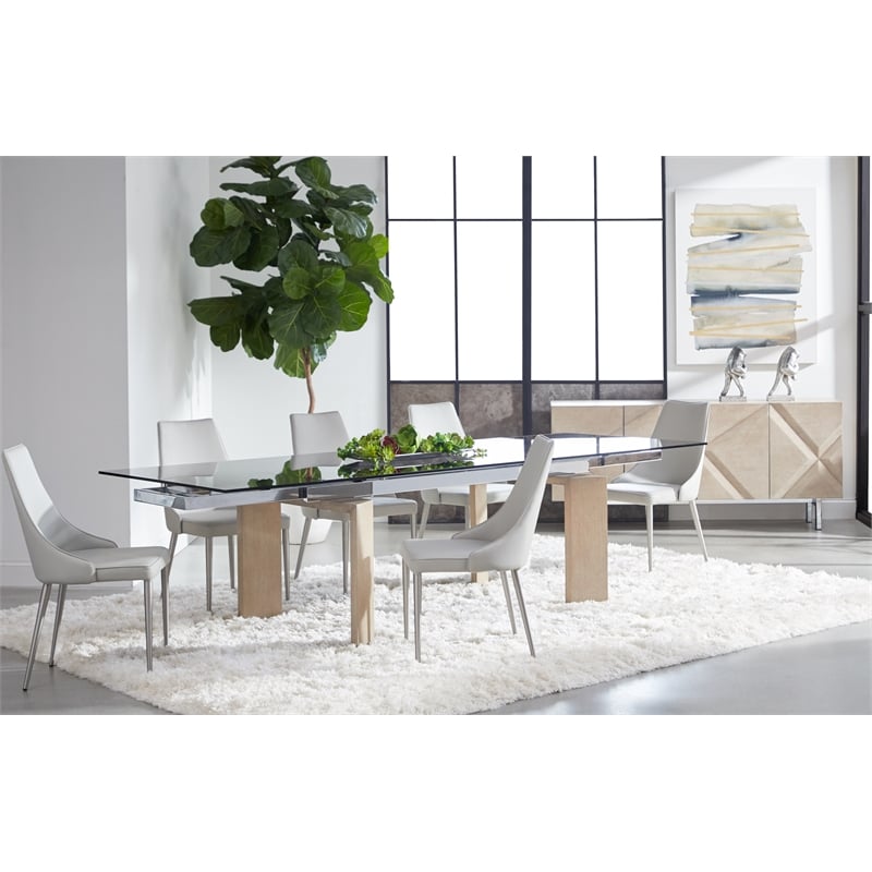 Maklaine Modern / Contemporary Wood Extension Dining Table in Gray