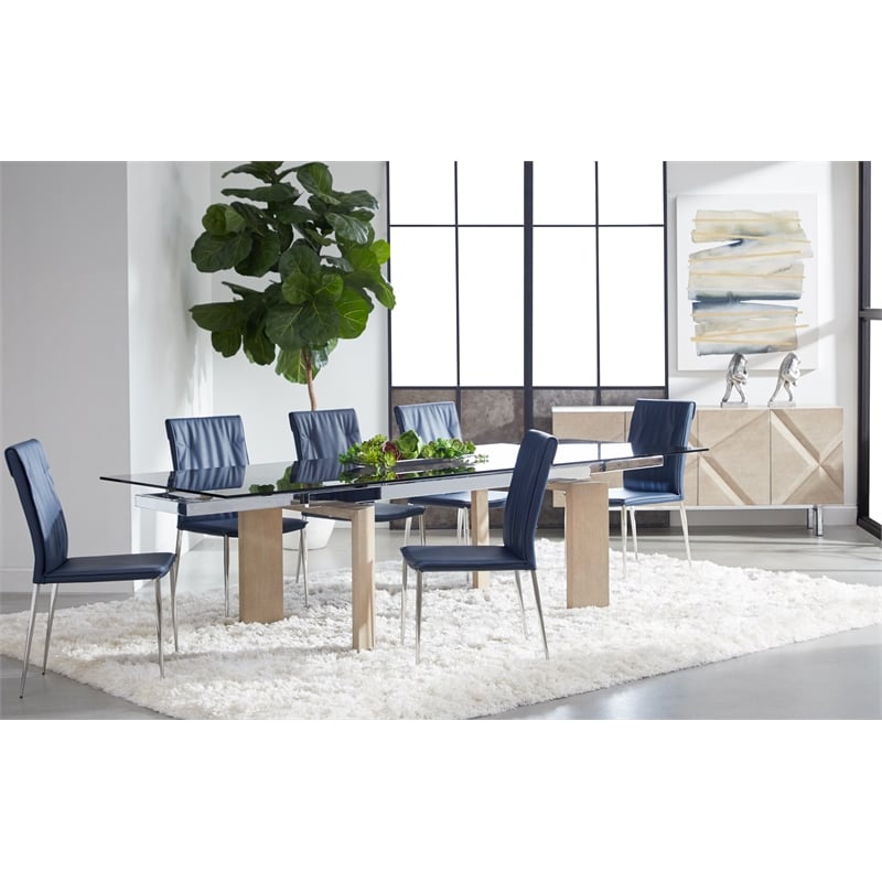 Maklaine Modern / Contemporary Wood Extension Dining Table in Gray