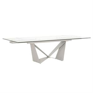 Maklaine Modern / Contemporary Metal Extension Dining Table in Gray