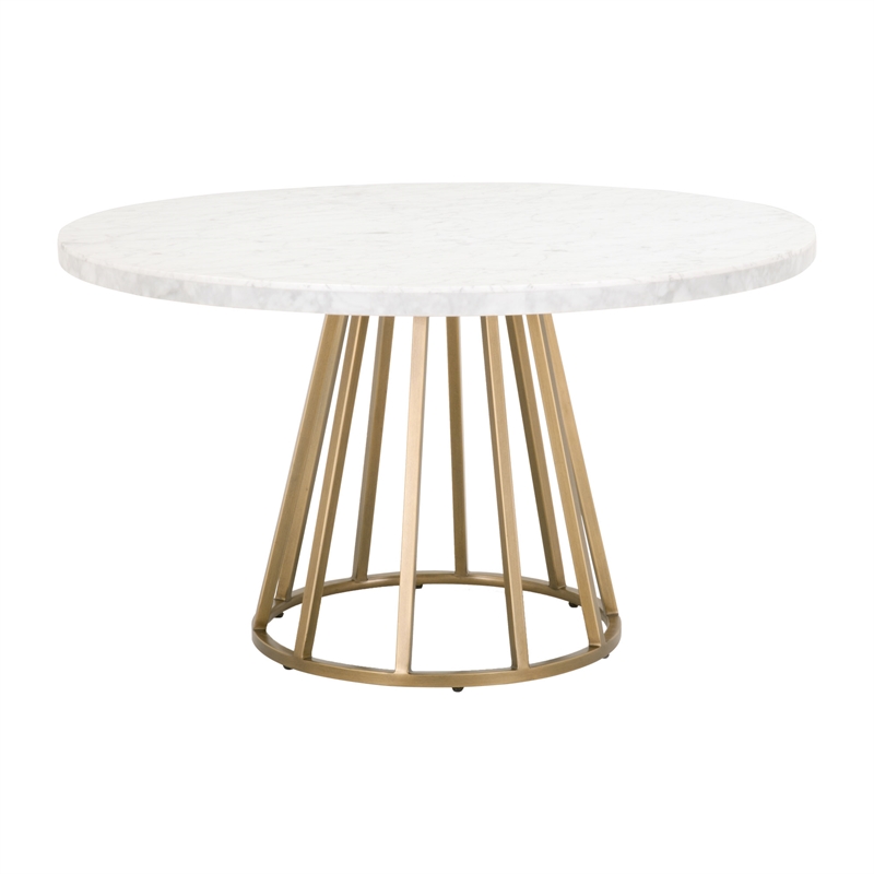 Maklaine Modern Transitional Metal Dining Table Base in Gold