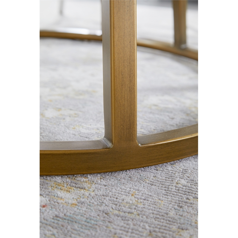 Maklaine Modern Transitional Metal Dining Table Base in Gold