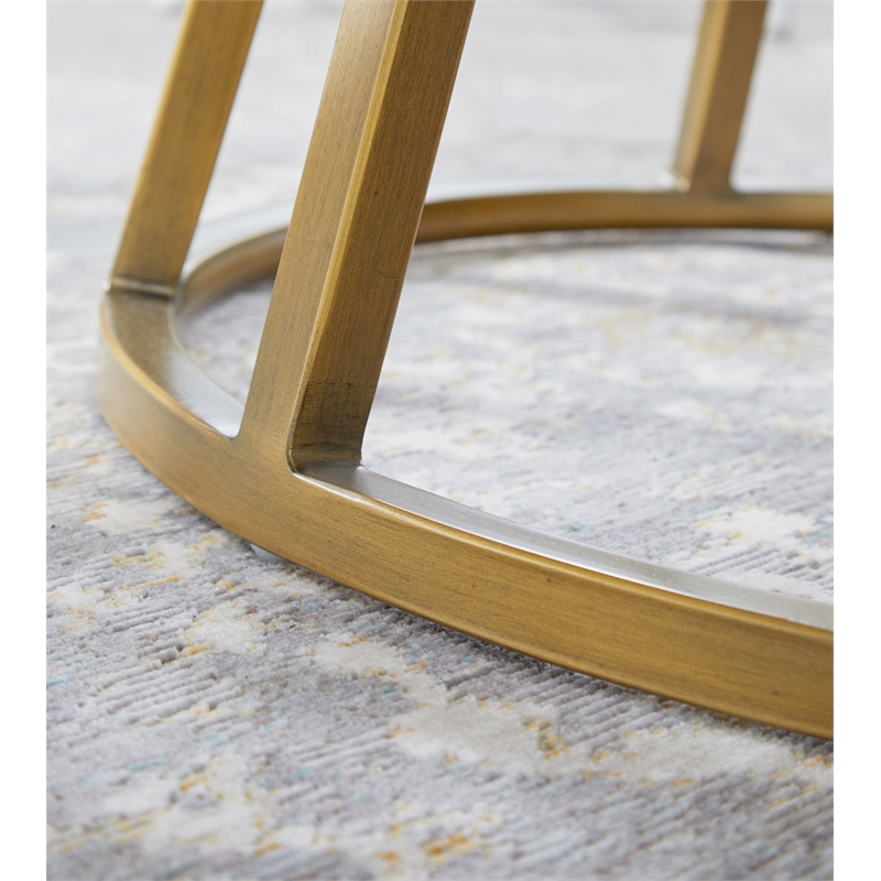 Maklaine Modern Transitional Metal Dining Table Base in Gold