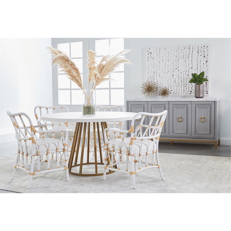 Maklaine Modern Transitional Metal Dining Table Base in Gold