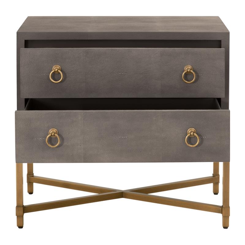 Maklaine Modern Transitional 2-Drawer Resin Nightstand in Gray