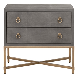 Maklaine Modern Transitional 2-Drawer Resin Nightstand in Gray